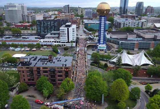 Large Crowd at Covenant Health Marathon, Downtown Knoxville